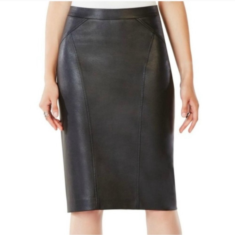 BCBGMaxAzria Faux Leather Pencil Knee Length Skirt - Size XS